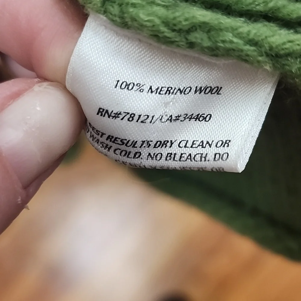 Eileen Fisher green merino wool chunky long cardigan size Medium - Picture 5 of 8